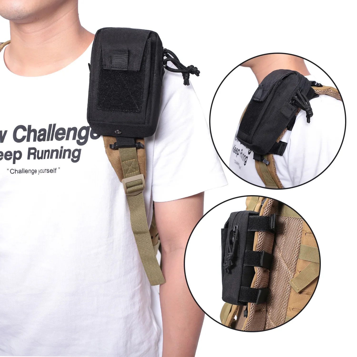 Phone Accessories For Running - Tas Pinggang Molle dengan Tali Ransel