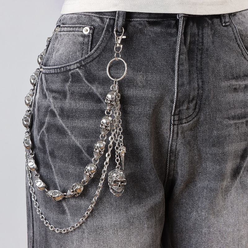 Phone Accessories Hanging - Rantai Celana Mutiara Tengkorak Multi-Layer, Rantai