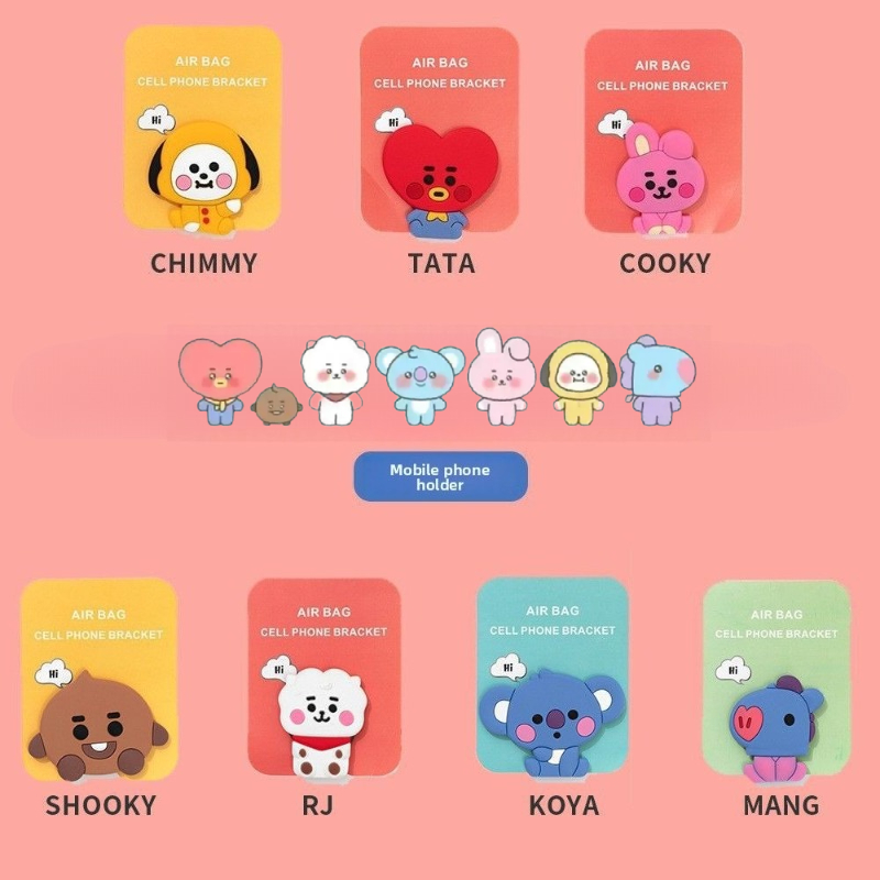 Phone Accessories Wholesale - Penyangga ponsel silikon lucu BT21, kawaii,