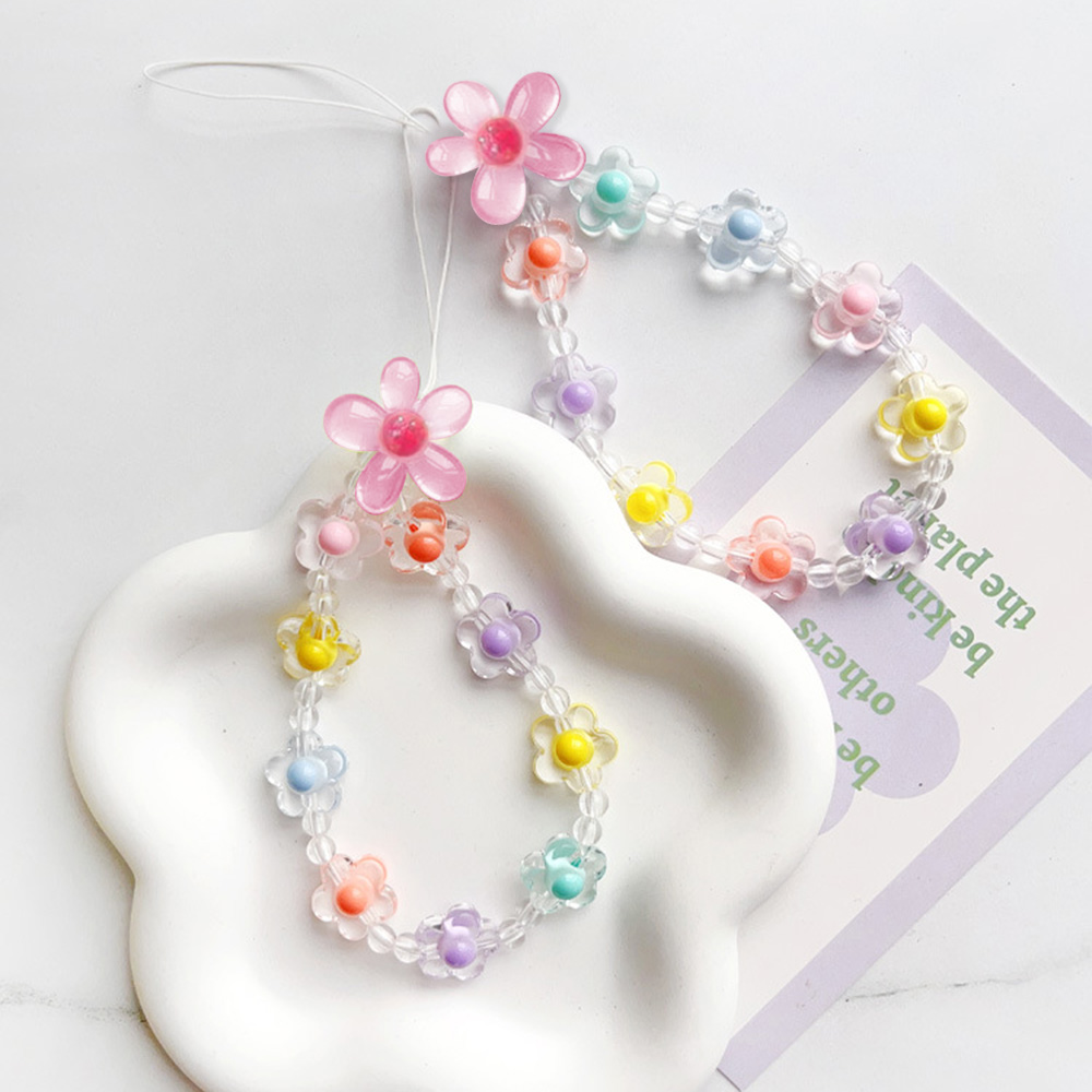 Phone Accessories Keychain - Rantai Ponsel Manik-Manik Bunga Matahari Warna-Warni,