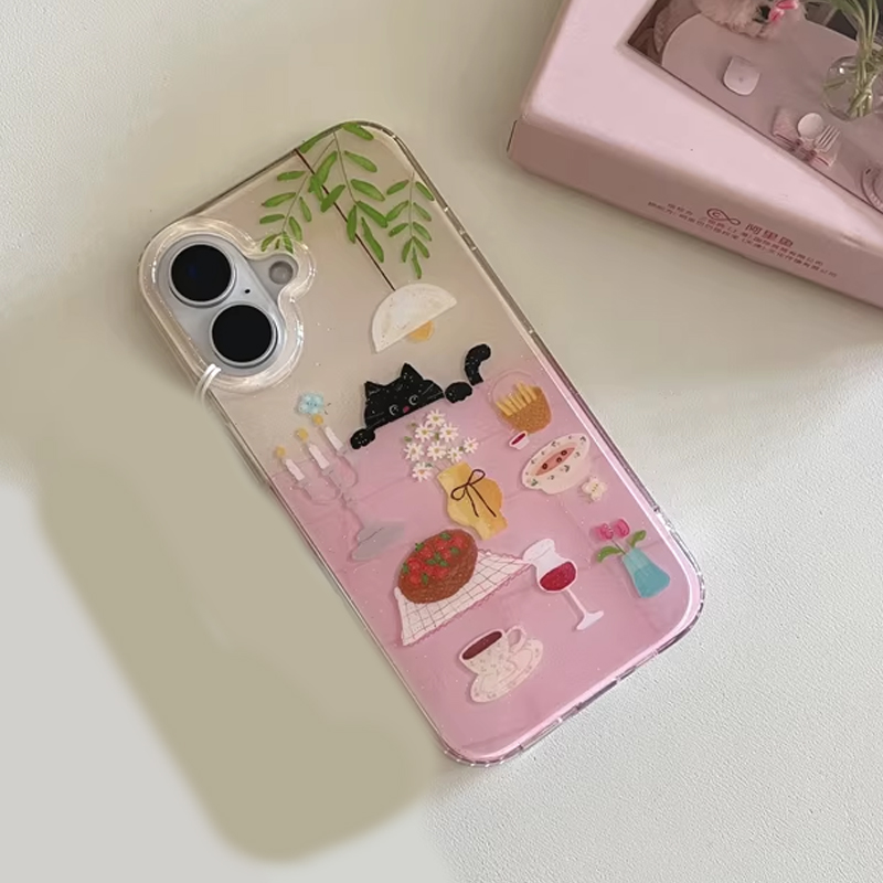Casing HP Kartun Kucing Hitam  - Y2K Phone Accessories ulasan dan harga