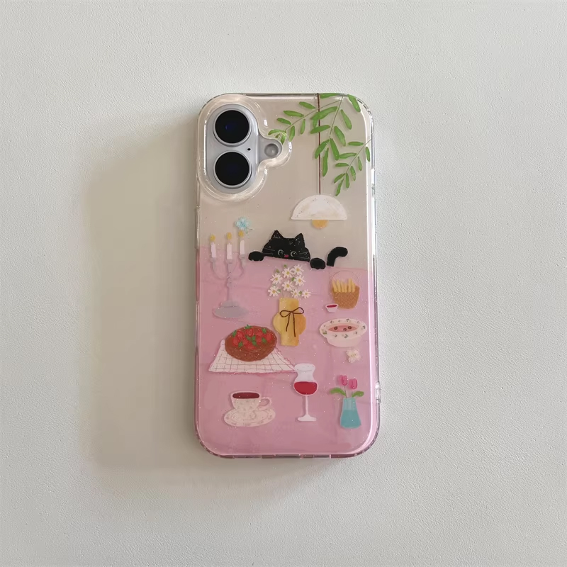 Casing HP Kartun Kucing Hitam  - Y2K Phone Accessories ulasan dan harga
